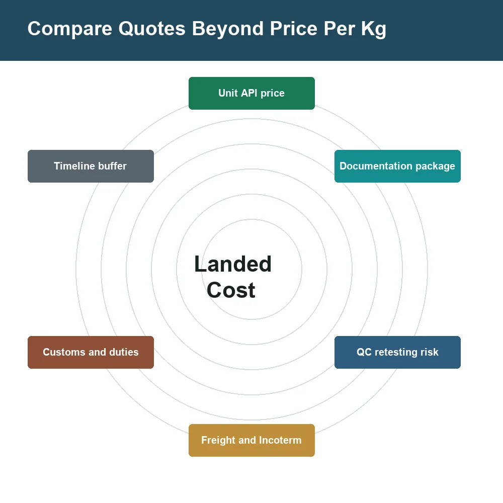 Wholesale Tadalafil API Price, MOQ & Lead-Time Factors for B2B Buyers Landed cost components for comparing Tadalafil API quotes beyond price per kilogram
