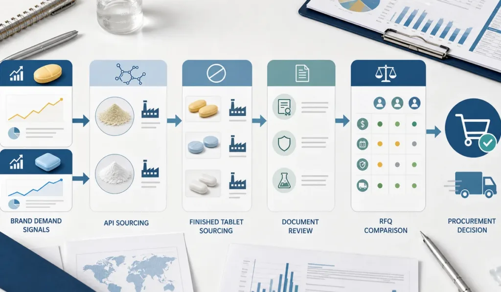 Brand demand to generic procurement workflow for tadalafil and sildenafil sourcing